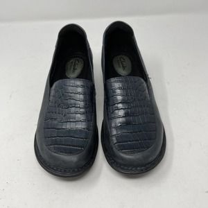 CLARKS ARTISAN 62412 Blue Leather Faux Croc Loafer Heel Shoes Size 7W
